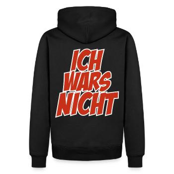 Ich wars nicht - Männer Premium Bio Hoodie - Schwarz - Hinten - Nico (187cm)