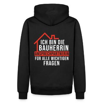 Bauherrin Spruch - Männer Premium Bio Hoodie - Schwarz - Hinten - Nico (187cm)