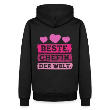 Beste Chefin der Welt - Männer Premium Bio Hoodie - Schwarz - Hinten - Nico (187cm)