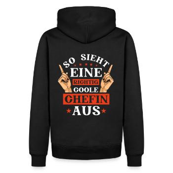 Chefin - so sieht eine coole Chefin aus - Männer Premium Bio Hoodie - Schwarz - Hinten - Nico (187cm)