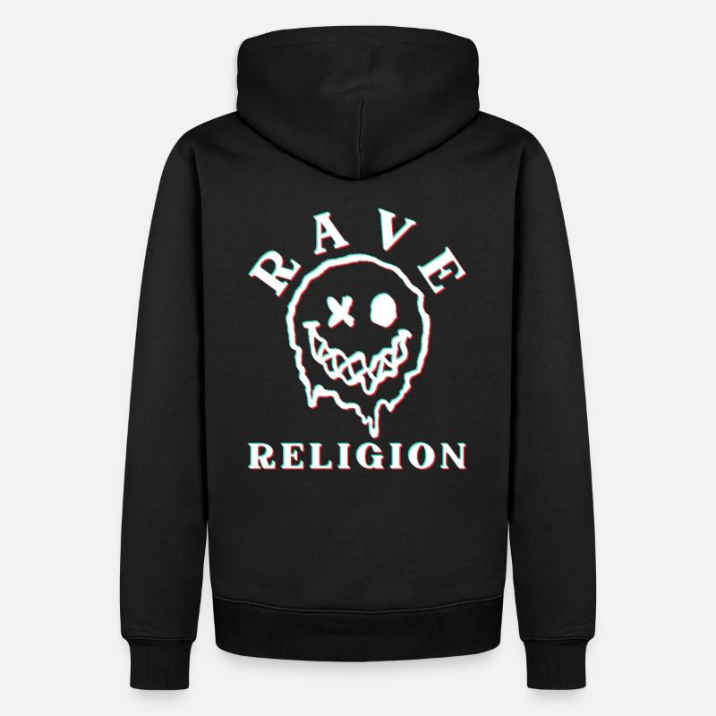 Raver religione - Felpa con cappuccio ecologica premium da uomo - nero