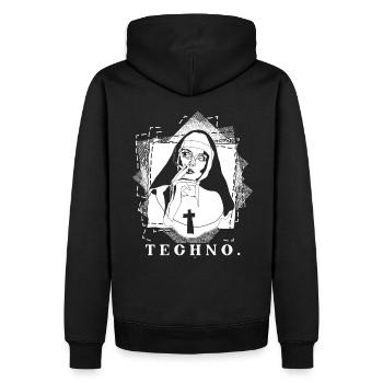 Religion techno - Sweat à capuche Premium bio Homme - noir - Dos - Nico (187cm)