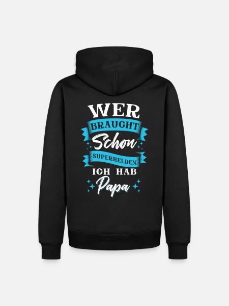Papa Superheld - Männer Premium Bio Hoodie - Schwarz