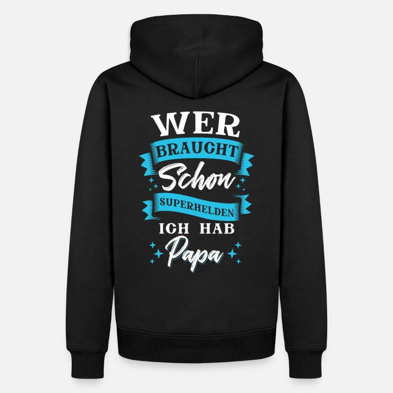 Papa Superheld - Männer Premium Bio Hoodie - Schwarz