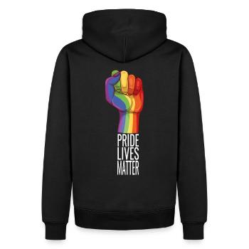 Pride Regenbogen - Männer Premium Bio Hoodie - Schwarz - Hinten - Nico (187cm)