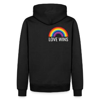 Love wins - Men’s Premium Organic Hoodie - black - Back - Nico (187cm)