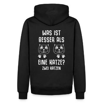 Was ist besser als eine Katze - Männer Premium Bio Hoodie - Schwarz - Hinten - Nico (187cm)