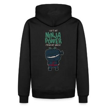 Cadeau de naissance de parrain oncle Ninja Power - Sweat à capuche Premium bio Homme - noir - Dos - Nico (187cm)