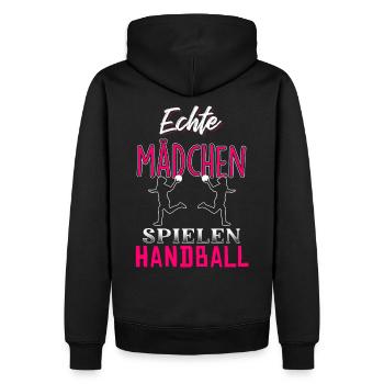 Echte Mädchen spielen Handball - Männer Premium Bio Hoodie - Schwarz - Hinten - Nico (187cm)