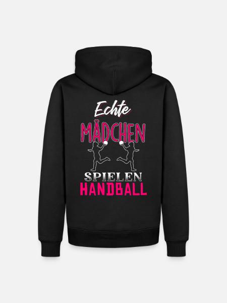 Echte Mädchen spielen Handball - Männer Premium Bio Hoodie - Schwarz