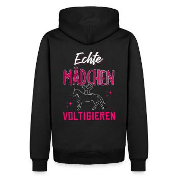 Echte Mädchen Voltigieren - Männer Premium Bio Hoodie - Schwarz - Hinten - Nico (187cm)
