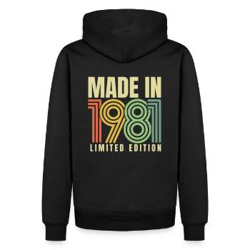 1981 Cadeau d’anniversaire Année de naissance 81 - Sweat à capuche Premium bio Homme - noir - Dos - Nico (187cm)
