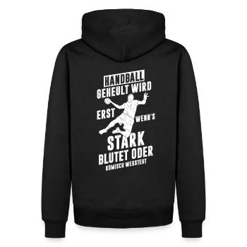 Handball Spruch - Männer Premium Bio Hoodie - Schwarz - Hinten - Nico (187cm)