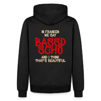 fränkisch fränggisch Dialekt Bassd scho - Männer Premium Bio Hoodie - Schwarz - Hinten - Nico (187cm)