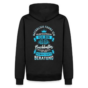 Buchhalterin Spruch - Männer Premium Bio Hoodie - Schwarz - Hinten - Nico (187cm)
