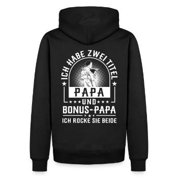Bonus Papa - Männer Premium Bio Hoodie - Schwarz - Hinten - Nico (187cm)