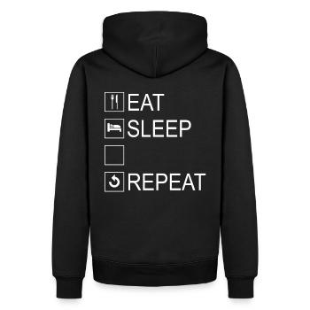 Eat Sleep Repeat Template - Men’s Premium Organic Hoodie - black - Back - Nico (187cm)