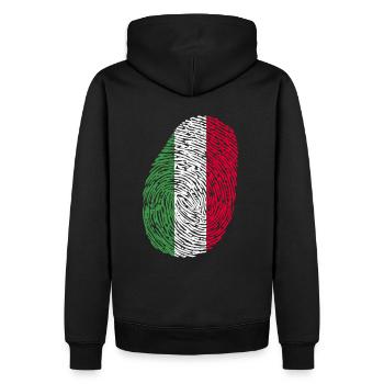Empreinte digitale italienne - Sweat à capuche Premium bio Homme - noir - Dos - Nico (187cm)