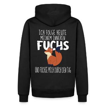Lustige Fuchs Sprüche - Männer Premium Bio Hoodie - Schwarz - Hinten - Nico (187cm)