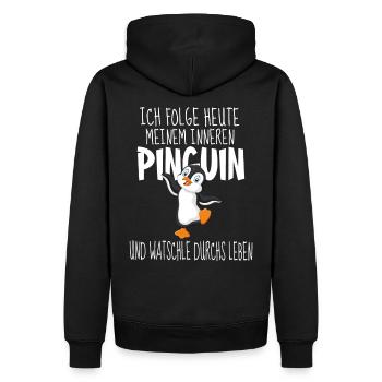 Inneren Pinguin - Männer Premium Bio Hoodie - Schwarz - Hinten - Nico (187cm)