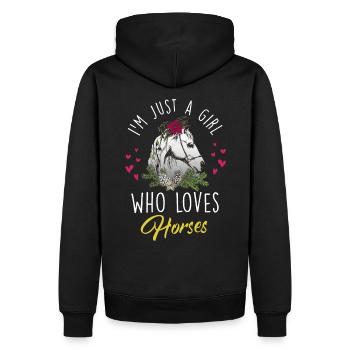 Just a girl who loves Horses - Männer Premium Bio Hoodie - Schwarz - Hinten - Nico (187cm)
