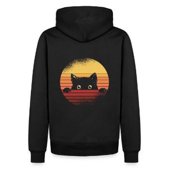 Chat noir - Sweat à capuche Premium bio Homme - noir - Dos - Nico (187cm)