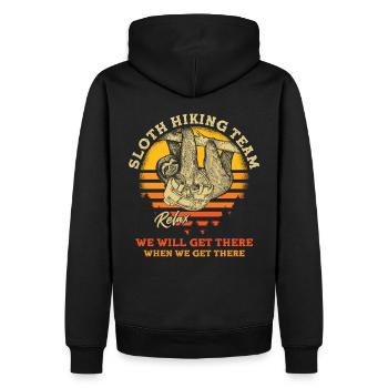 Sloth Hiking Team - Men’s Premium Organic Hoodie - black - Back - Nico (187cm)