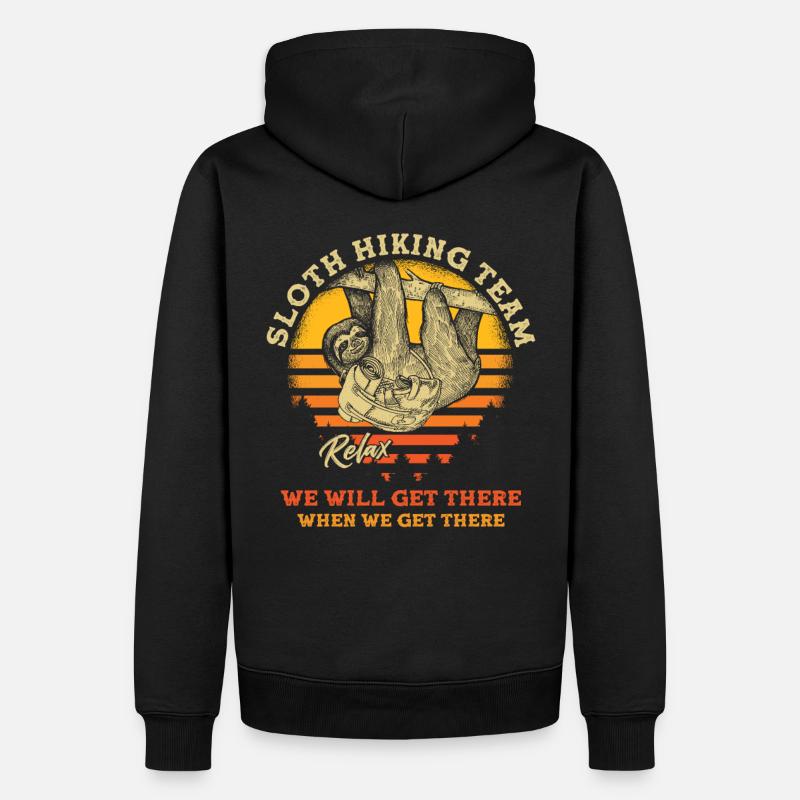 Sloth Hiking Team - Männer Premium Bio Hoodie - Schwarz