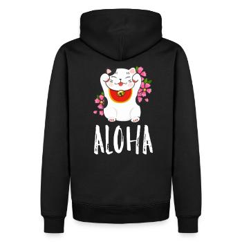 Chat agitant - Sweat à capuche Premium bio Homme - noir - Dos - Nico (187cm)
