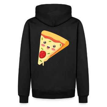 Pizza kawaii - Sweat à capuche Premium bio Homme - noir - Dos - Nico (187cm)