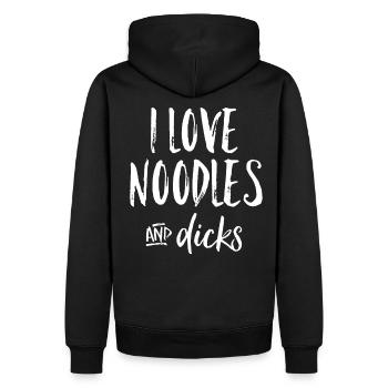 Versauter Spruch - Männer Premium Bio Hoodie - Schwarz - Hinten - Nico (187cm)