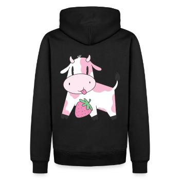 Strawberry Cow - Männer Premium Bio Hoodie - Schwarz - Hinten - Nico (187cm)