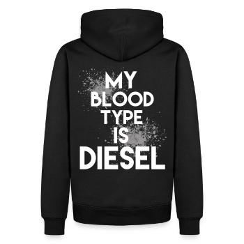 My Blood Type is Diesel - Männer Premium Bio Hoodie - Schwarz - Hinten - Nico (187cm)