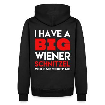 Wiener Schnitzel Spruch - Männer Premium Bio Hoodie - Schwarz - Hinten - Nico (187cm)