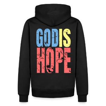 God Hope - Sweat à capuche Premium bio Homme - noir - Dos - Nico (187cm)
