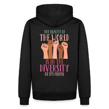Diversity - Männer Premium Bio Hoodie - Schwarz - Hinten - Nico (187cm)