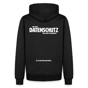 Hier wird Datenschutz noch groß geschrieben DSB - Männer Premium Bio Hoodie - Schwarz - Hinten - Nico (187cm)