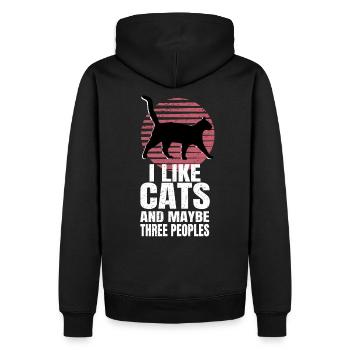 J’aime les cats et maybe three people - Sweat à capuche Premium bio Homme - noir - Dos - Nico (187cm)