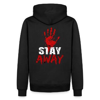 Stay away - Männer Premium Bio Hoodie - Schwarz - Hinten - Nico (187cm)