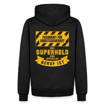 Superheld Fachkraft Arbeitssicherheit Superheld - Männer Premium Bio Hoodie - Schwarz - Hinten - Nico (187cm)