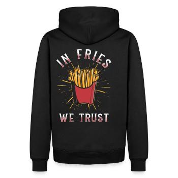 In Fries we trust - Männer Premium Bio Hoodie - Schwarz - Hinten - Nico (187cm)