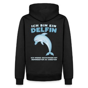 Ich bin ein Delfin - Sarkastisches Büro-Design - Männer Premium Bio Hoodie - Schwarz - Hinten - Nico (187cm)