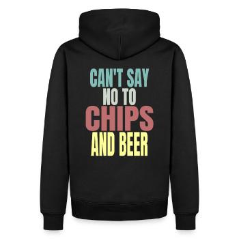Chips et bières - Sweat à capuche Premium bio Homme - noir - Dos - Nico (187cm)
