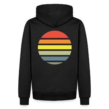 Fond de cercle rétro coucher de soleil - Sweat à capuche Premium bio Homme - noir - Dos - Nico (187cm)