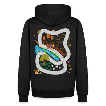 Spielteppich Dorf Track - Spielstraße Auto Massage - Männer Premium Bio Hoodie - Schwarz - Hinten - Nico (187cm)