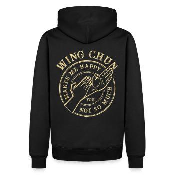 Wing Chun disant drôle - Sweat à capuche Premium bio Homme - noir - Dos - Nico (187cm)