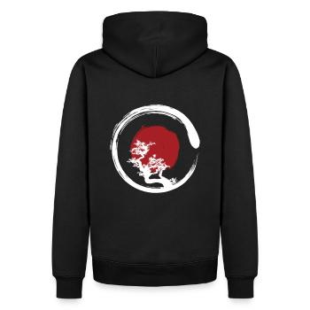 Zen Circle - Männer Premium Bio Hoodie - Schwarz - Hinten - Nico (187cm)