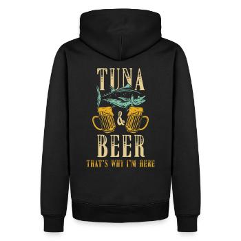 Thon et bière disant - Sweat à capuche Premium bio Homme - noir - Dos - Nico (187cm)