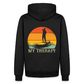 Stand Up Paddle Therapie SUP - Männer Premium Bio Hoodie - Schwarz - Hinten - Nico (187cm)