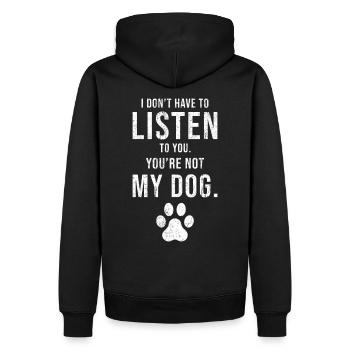 Chien disant drôle tu n'es pas mon chien - Sweat à capuche Premium bio Homme - noir - Dos - Nico (187cm)